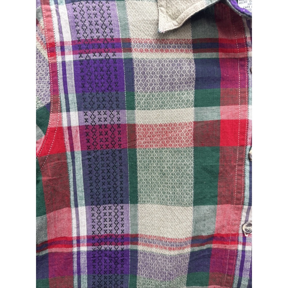 Vtg 90s Cabin‎ Creek Womens Plaid Short Sleeve Button Up Shirt Size M NWT - Picture 3 of 7